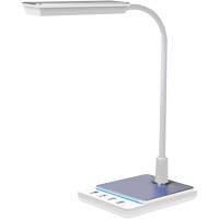 Lampe de bureau à col de cygne avec chargeur USB, 8 W, DEL, Col 15", Blanc XI753 | Duraquip Inc