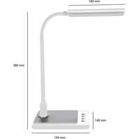 Lampe de bureau à col de cygne avec chargeur USB, 8 W, DEL, Col 15", Blanc XI753 | Duraquip Inc