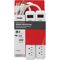 Surge Protector 2-Pack, 6 Outlets, 400 J, 1875 W, 1.5' Cord XJ247 | Duraquip Inc