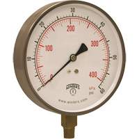 Contractor Pressure Gauge, 4-1/2" , 0 - 60 psi, Bottom Mount, Analogue YB899 | Duraquip Inc