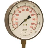 Contractor Pressure Gauge, 4-1/2" , 0 - 160 psi, Bottom Mount, Analogue YB901 | Duraquip Inc