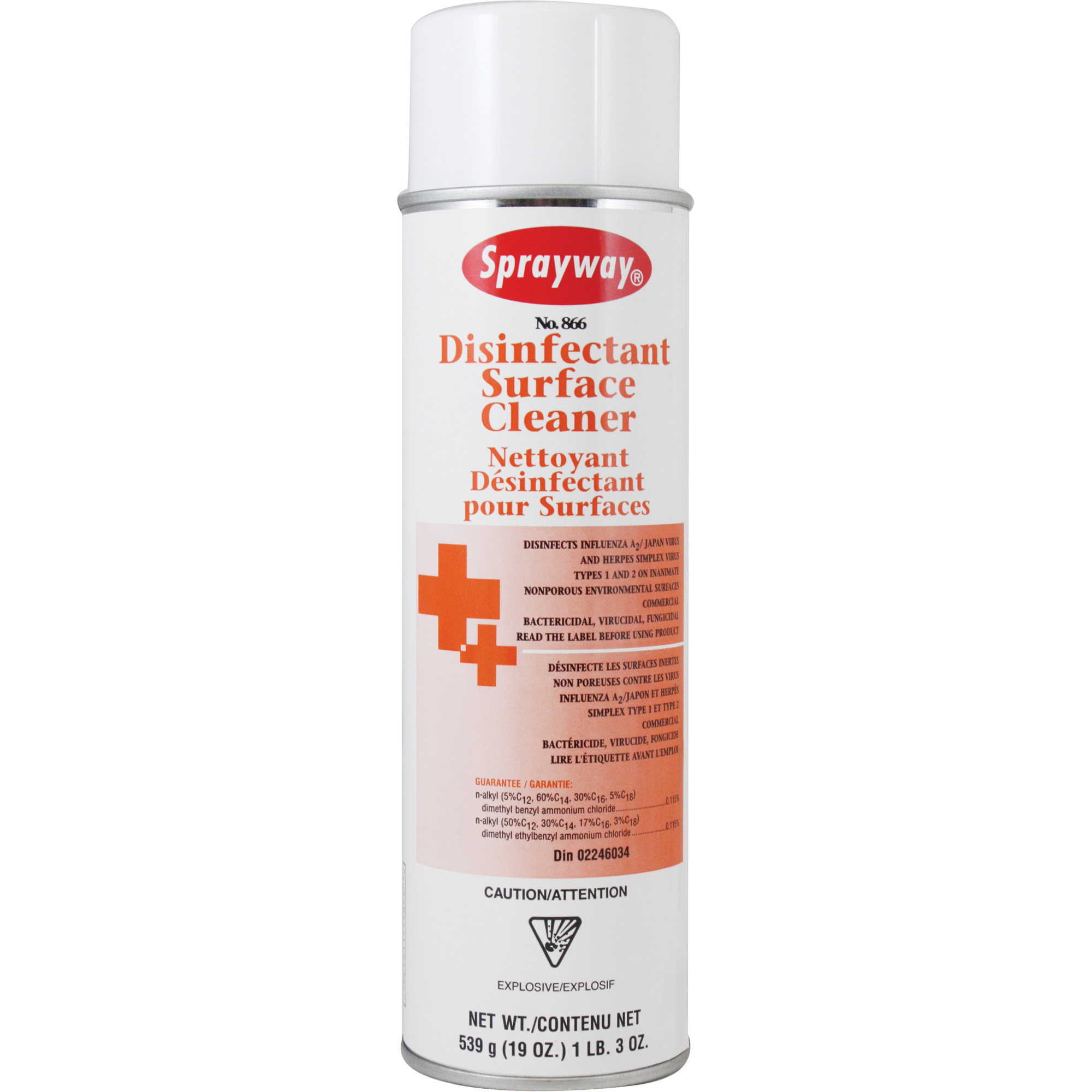 SPRAYWAY Disinfectant Surface Cleaner, Aerosol Can Duraquip Inc